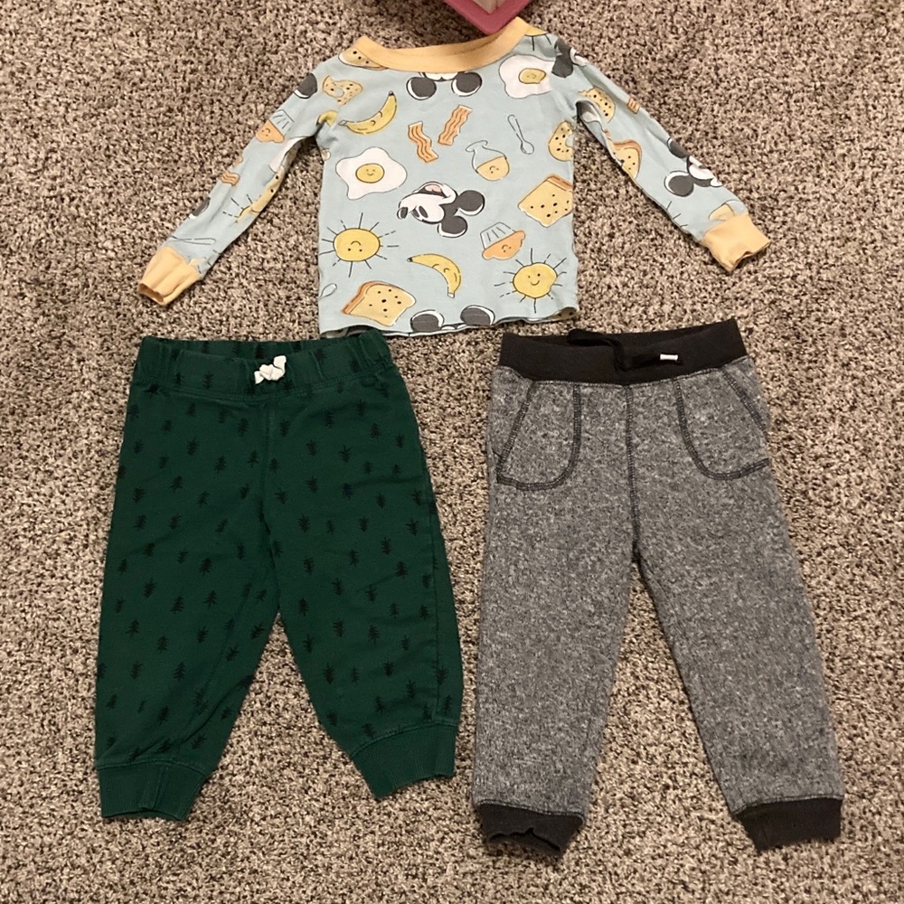 Boy Mickey pajama shirt with Two sweat Pants